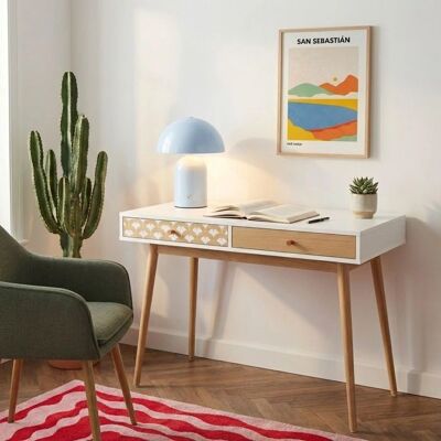 Bureau UTAH - Bureau compact avec tiroirs effet bois Bureau UTAH - Bureau compact avec tiroirs effet bois