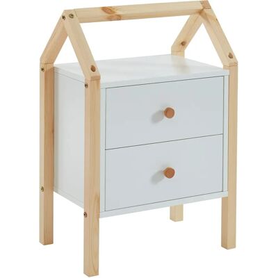 Chevet tipi enfant OSNY 2 tiroirs blanc naturel - Publicité Chevet tipi enfant OSNY 2 tiroirs blanc naturel - Publicité
