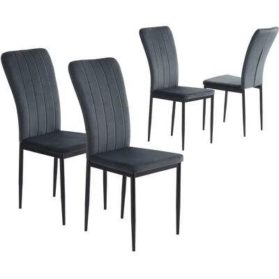 Chaises de salle à manger en velours anthracite MAGDA - Lot de 4 Chaises de salle à manger en velours anthracite MAGDA - Lot de 4