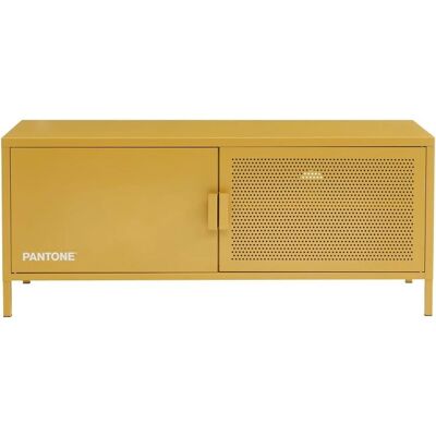 Nino Mueble de TV de Metal - 120cm - Amarillo Mostaza - Estilo Industrial Nino Mueble de TV de Metal - 120cm - Amarillo Mostaza - Estilo Industrial