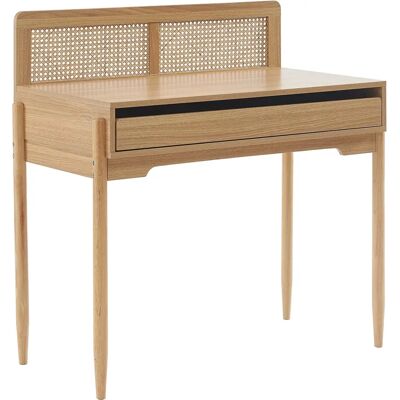 OLLEZY - PABLO Schreibtisch - Rundes Rattan-Topf - Natur & Rosa - Boho-Stil OLLEZY - PABLO Schreibtisch - Rundes Rattan-Topf - Natur & Rosa - Boho-Stil