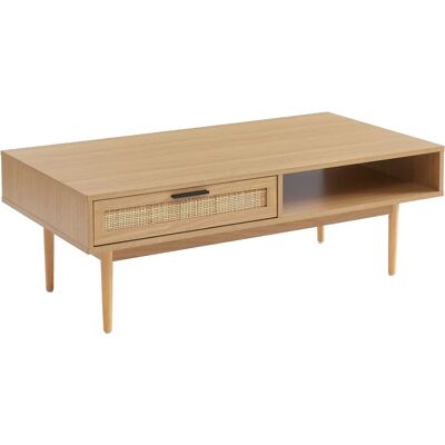 Table Basse Rustique ARETHA avec Tiroirs en Canne - Publicité Table Basse Rustique ARETHA avec Tiroirs en Canne - Publicité