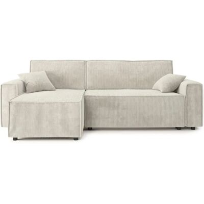 Sofá rincón reversible de terciopelo beige Clémence - 4 plazas Sofá rincón reversible de terciopelo beige Clémence - 4 plazas