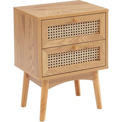 LOUNEA Natur Nachttisch - Chevet 2 Schubladen 40x30x53.5 cm mit Rattankanne LOUNEA Natur Nachttisch - Chevet 2 Schubladen 40x30x53.5 cm mit Rattankanne