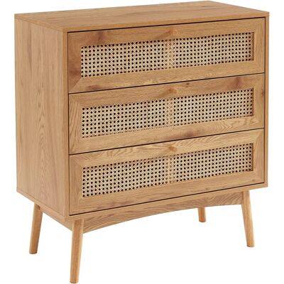 LOUNEA INES Commode en Cannage Naturel 3 Tiroirs - Commode - Publicité LOUNEA INES Commode en Cannage Naturel 3 Tiroirs - Commode - Publicité