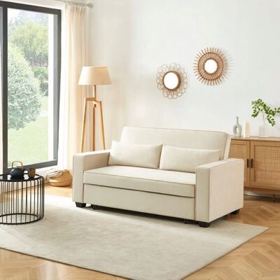 LENA - LENA - beige - 3 places - 140x190 - canapé-lit - Publicité LENA - LENA - beige - 3 places - 140x190 - canapé-lit - Publicité