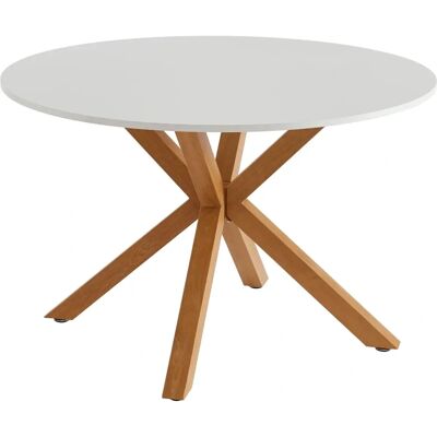 Table à manger ronde HARRY - 120cm Blanc Melaminé - Moderne et Minimaliste - Publicité Table à manger ronde HARRY - 120cm Blanc Melaminé - Moderne et Minimaliste - Publicité