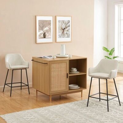NILS Tabourets de Bar en Tissu Beige Style Industriel - Lot de 2 - Publicité NILS Tabourets de Bar en Tissu Beige Style Industriel - Lot de 2 - Publicité