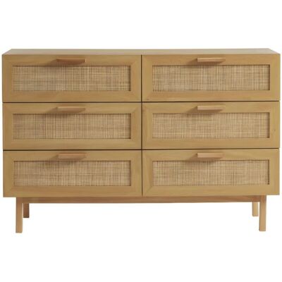 Drawer June - Commode 6 tiroirs en bois et cannage - Bois clair - Publicité Drawer June - Commode 6 tiroirs en bois et cannage - Bois clair - Publicité