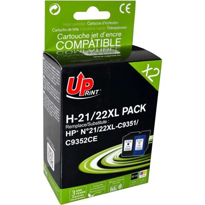 Pack de Cartouches d'Encre Compatibles HP 21XL/22XL - Haute Capacité - Qualité Premium - Publicité Pack de Cartouches d'Encre Compatibles HP 21XL/22XL - Haute Capacité - Qualité Premium - Publicité