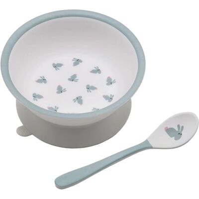 Ensemble d'alimentation avec bol à ventouse et cuillère Petit Jour Les Lapins - Publicité Ensemble d'alimentation avec bol à ventouse et cuillère Petit Jour Les Lapins - Publicité