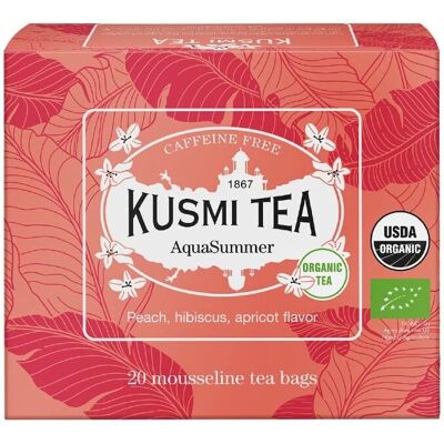 Kusmi Tea AquaSummer Bio Hibiscus Pêche Abricot - Tisane - Publicité Kusmi Tea AquaSummer Bio Hibiscus Pêche Abricot - Tisane - Publicité