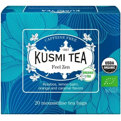 Kusmi Tea Bio Feel Zen - Rooibos, Pomme, Mélisse Infusion - Publicité Kusmi Tea Bio Feel Zen - Rooibos, Pomme, Mélisse Infusion - Publicité