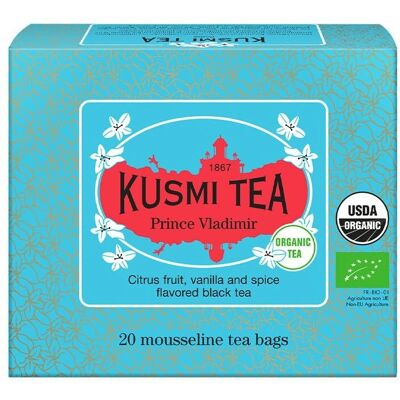 Kusmi Tea Prince Vladimir Thé noir bio en sachets - Publicité Kusmi Tea Prince Vladimir Thé noir bio en sachets - Publicité