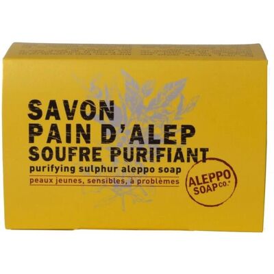 Savon purifiant Alep au soufre 150g - Visage & Corps - Publicité Savon purifiant Alep au soufre 150g - Visage & Corps - Publicité