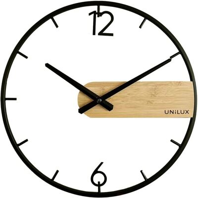 Zegar Ścienny Unilux - 42 cm - Czarny i Bambus - Zegar Ścienny Zegar Ścienny Unilux - 42 cm - Czarny i Bambus - Zegar Ścienny