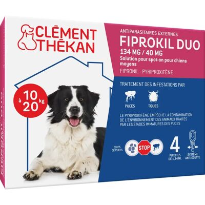 Clément Thékan Fiprokil Duo 10-20kg - Traitement puces et tiques Clément Thékan Fiprokil Duo 10-20kg - Traitement puces et tiques