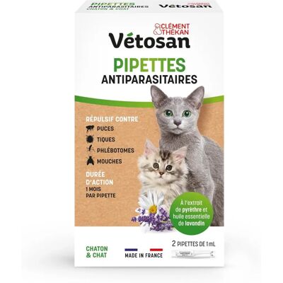 Clement Thekan Vetosan Pipettes Répulsives Chaton & Chat - 2 x 1ml Clement Thekan Vetosan Pipettes Répulsives Chaton & Chat - 2 x 1ml
