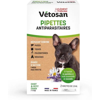 Répulsif anti-parasitaire Clement Thekan - 2 pipettes 3 ml - Publicité Répulsif anti-parasitaire Clement Thekan - 2 pipettes 3 ml - Publicité