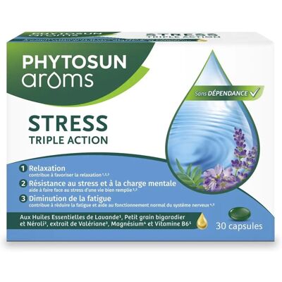 Phytosun Arôms Stress Triple Action 30 Gélules - Boîte 30 capsules - Publicité Phytosun Arôms Stress Triple Action 30 Gélules - Boîte 30 capsules - Publicité
