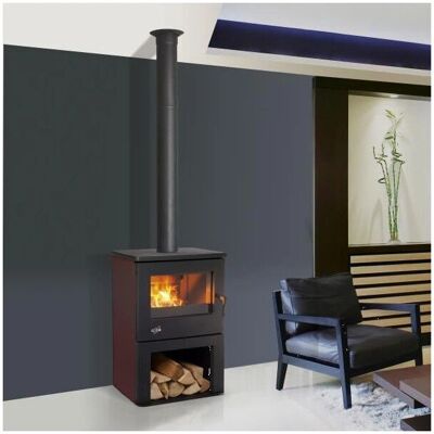 Godin 362113carmin Kaminofen - Manuelle Steuerung, 8,5 kW, Schwarz/Carmine - Holzofen Godin 362113carmin Kaminofen - Manuelle Steuerung, 8,5 kW, Schwarz/Carmine - Holzofen