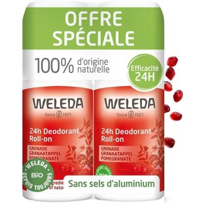Déodorant Roll-on Grenade Weleda 24h Duo - Publicité Déodorant Roll-on Grenade Weleda 24h Duo - Publicité