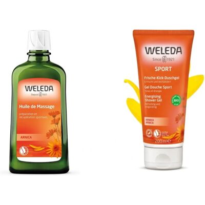 Duo Huile de Massage Arnica et Gel Douche Sport - Récupération - Publicité Duo Huile de Massage Arnica et Gel Douche Sport - Récupération - Publicité