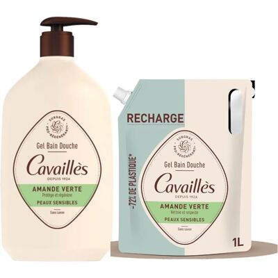 Gel Bain et Douche Eco-Recharge Amande Verte - Peaux Sensibles - Publicité Gel Bain et Douche Eco-Recharge Amande Verte - Peaux Sensibles - Publicité