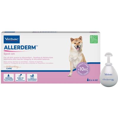 Virbac Allerderm Spot On for Dogs over 10kg - Skin Care - 6 Pipettes Virbac Allerderm Spot On for Dogs over 10kg - Skin Care - 6 Pipettes