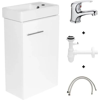 Ensemble salle de bain petit - lavabo mural et meuble - 40cm - Blanc - Publicité Ensemble salle de bain petit - lavabo mural et meuble - 40cm - Blanc - Publicité