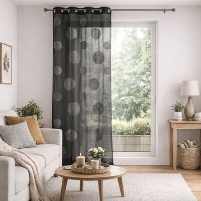 HOME MAISON Tenda ricamata con cerchi - Poliestere HOME MAISON Tenda ricamata con cerchi - Poliestere