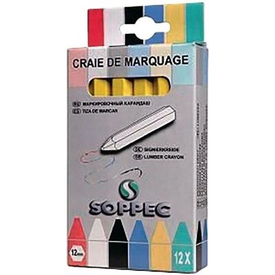 Tiza de marcado amarilla SOPPEC - Resistente a la intemperie 12 piezas Tiza de marcado amarilla SOPPEC - Resistente a la intemperie 12 piezas