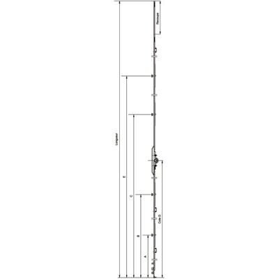 FERCO G-22143-00-0-1 Fensterverriegelung - Crémone, L690 D250 FERCO G-22143-00-0-1 Fensterverriegelung - Crémone, L690 D250