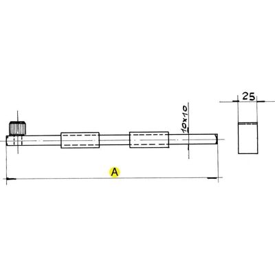 IBFM 009300A - asta quadrata 10x10 mm - 300 mm - acciaio zincato - lock IBFM 009300A - asta quadrata 10x10 mm - 300 mm - acciaio zincato - lock