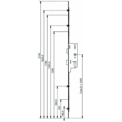 Cerradura Europa 40/70 FERCO con 2 rodillos - Cerradura embutida Cerradura Europa 40/70 FERCO con 2 rodillos - Cerradura embutida