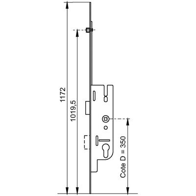 Serrure pour porte haute FERCO - entraxe 70mm - axe 40mm - Multipoints - Publicité Serrure pour porte haute FERCO - entraxe 70mm - axe 40mm - Multipoints - Publicité