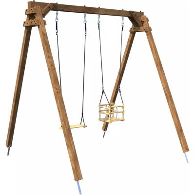 Soulet Portique en bois éco-friendly 1 balançoire 1 siège bébé - Ambre - Publicité Soulet Portique en bois éco-friendly 1 balançoire 1 siège bébé - Ambre - Publicité