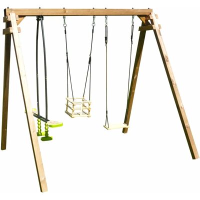 Soulet Pierre Aire de Jeux - Structure en Bois Durable avec 3 Agrès - Publicité Soulet Pierre Aire de Jeux - Structure en Bois Durable avec 3 Agrès - Publicité