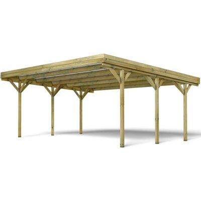 Carport Double Forest Style Jean - 30,9 m², Bois FSC, Toit en polycarbonate UV - Publicité Carport Double Forest Style Jean - 30,9 m², Bois FSC, Toit en polycarbonate UV - Publicité