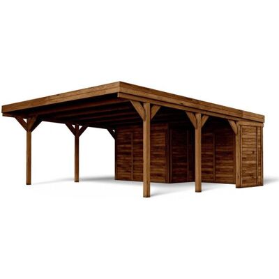Cerland style forêt - Carport double avec annexe - 39 m² - Publicité Cerland style forêt - Carport double avec annexe - 39 m² - Publicité