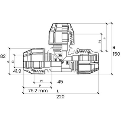 SFERACO T a 90° - 40X40X40 Componente per tubi SFERACO T a 90° - 40X40X40 Componente per tubi
