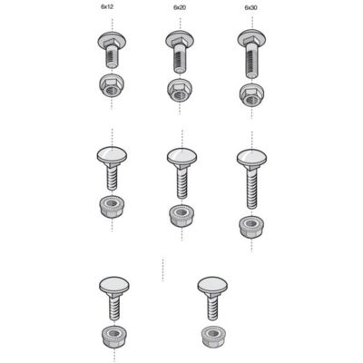 Legrand 801011 Skruer og møtrik sæt - Skruer 6x20mm Legrand 801011 Skruer og møtrik sæt - Skruer 6x20mm