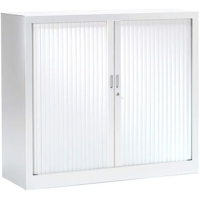 Armoire à rideaux en métal monobloc blanc JPG - 100x100cm - Publicité Armoire à rideaux en métal monobloc blanc JPG - 100x100cm - Publicité