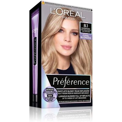 Farba do włosów L'Oréal Paris Copenhagen - Preference Cool Blondes - Długotrwały kolor Farba do włosów L'Oréal Paris Copenhagen - Preference Cool Blondes - Długotrwały kolor