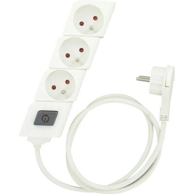 DHOME - Bloc multiprise design interrupteur - 3 prises 2P T - fiche plate - Power strip - Publicité DHOME - Bloc multiprise design interrupteur - 3 prises 2P T - fiche plate - Power strip - Publicité