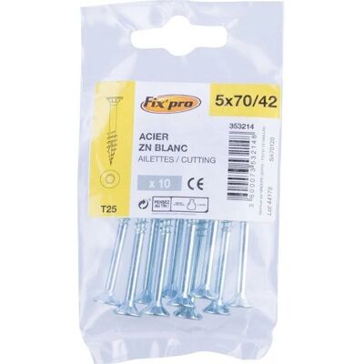 Fixpro 10 Schrauben - Agglo Stahl verzinkt - 5x70mm - Senkkopf mit Fin Pointe Fixpro 10 Schrauben - Agglo Stahl verzinkt - 5x70mm - Senkkopf mit Fin Pointe