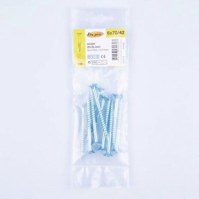 Fixpro 10 Schrauben - Zinkbeschichteter Stahl - Torx Agglo Kopf - 6 X 70 Mm - Senkkopf mit Flosse Fixpro 10 Schrauben - Zinkbeschichteter Stahl - Torx Agglo Kopf - 6 X 70 Mm - Senkkopf mit Flosse