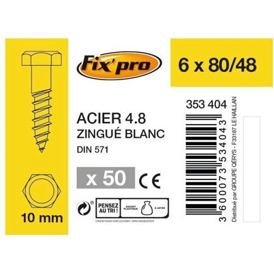 Fixpro Verzinkte Stahl-Schrauben - 6x80mm - Holzbefestigung Fixpro Verzinkte Stahl-Schrauben - 6x80mm - Holzbefestigung