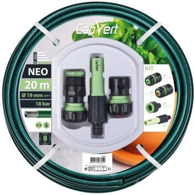 Kit d'Arrosage Cap Vert - 19mm 20m + Raccords & Lance - Publicité Kit d'Arrosage Cap Vert - 19mm 20m + Raccords & Lance - Publicité
