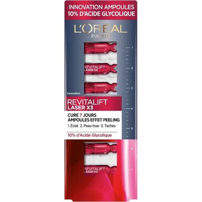 L'Oréal Paris Revitalift Laser Ampules 7 Jours Effet Peeling 10% Acide Glycolique - Sérum exfoliant visage - Publicité L'Oréal Paris Revitalift Laser Ampules 7 Jours Effet Peeling 10% Acide Glycolique - Sérum exfoliant visage - Publicité